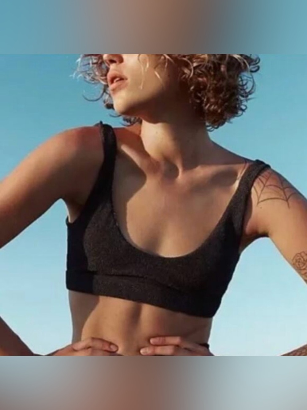 🆕 Free People X Resin textured swim top only in navy size small